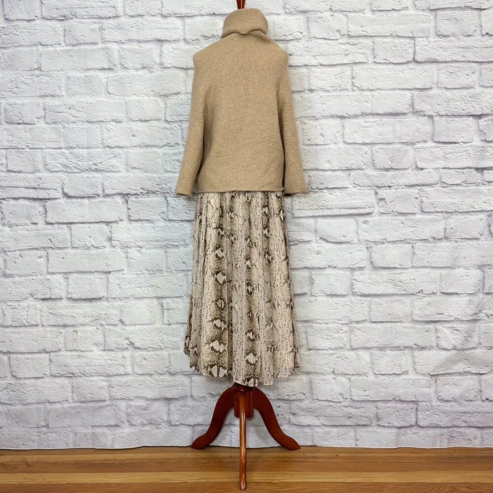 Theory Merino Wool Camel Hair Blend Tan Turtleneck Drop Shoulder Sweater - Picture 6 of 9